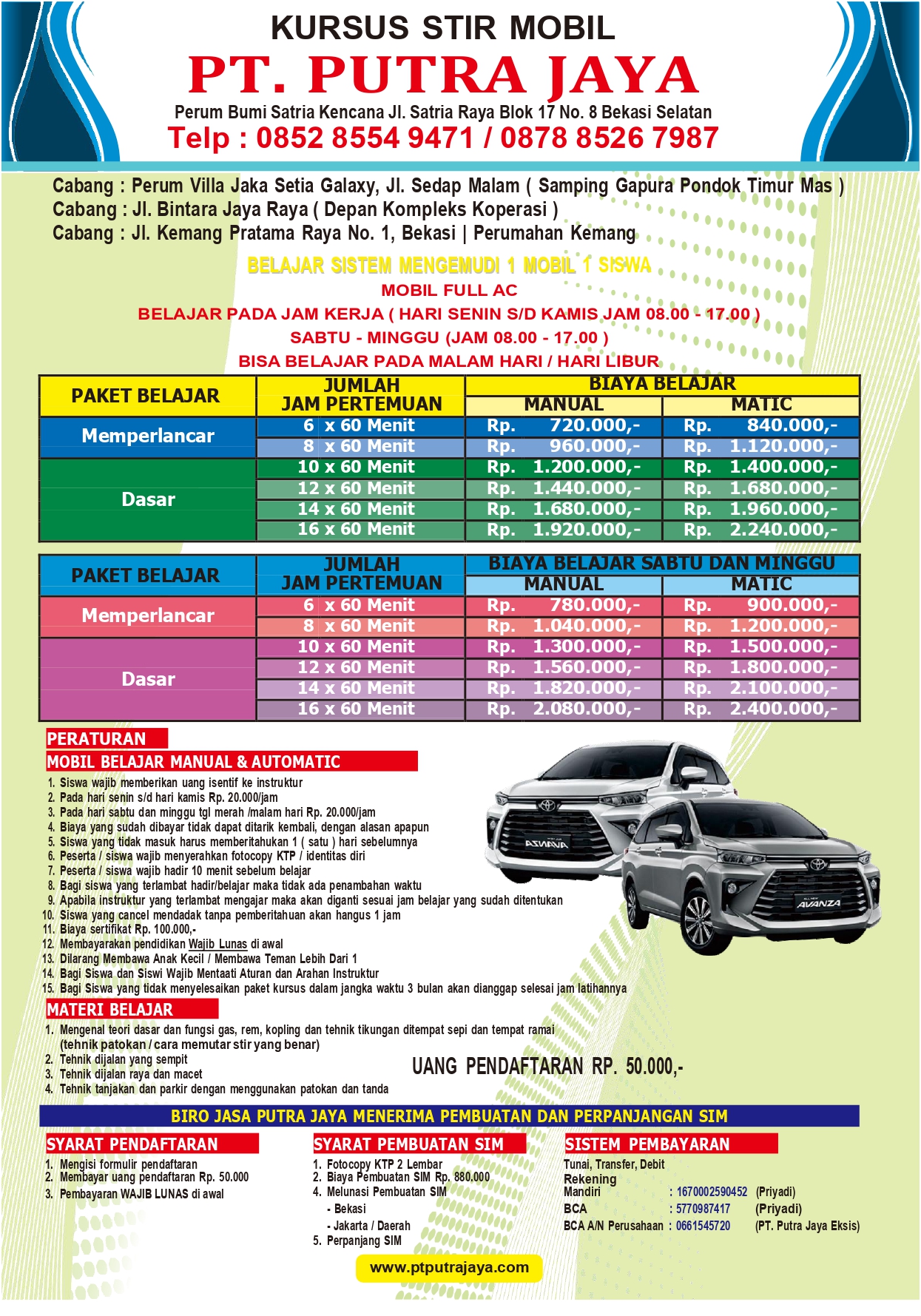 Brosur Kursus Mobil Update November 2023 page 0001 - Putra Jaya Kursus Mengemudi